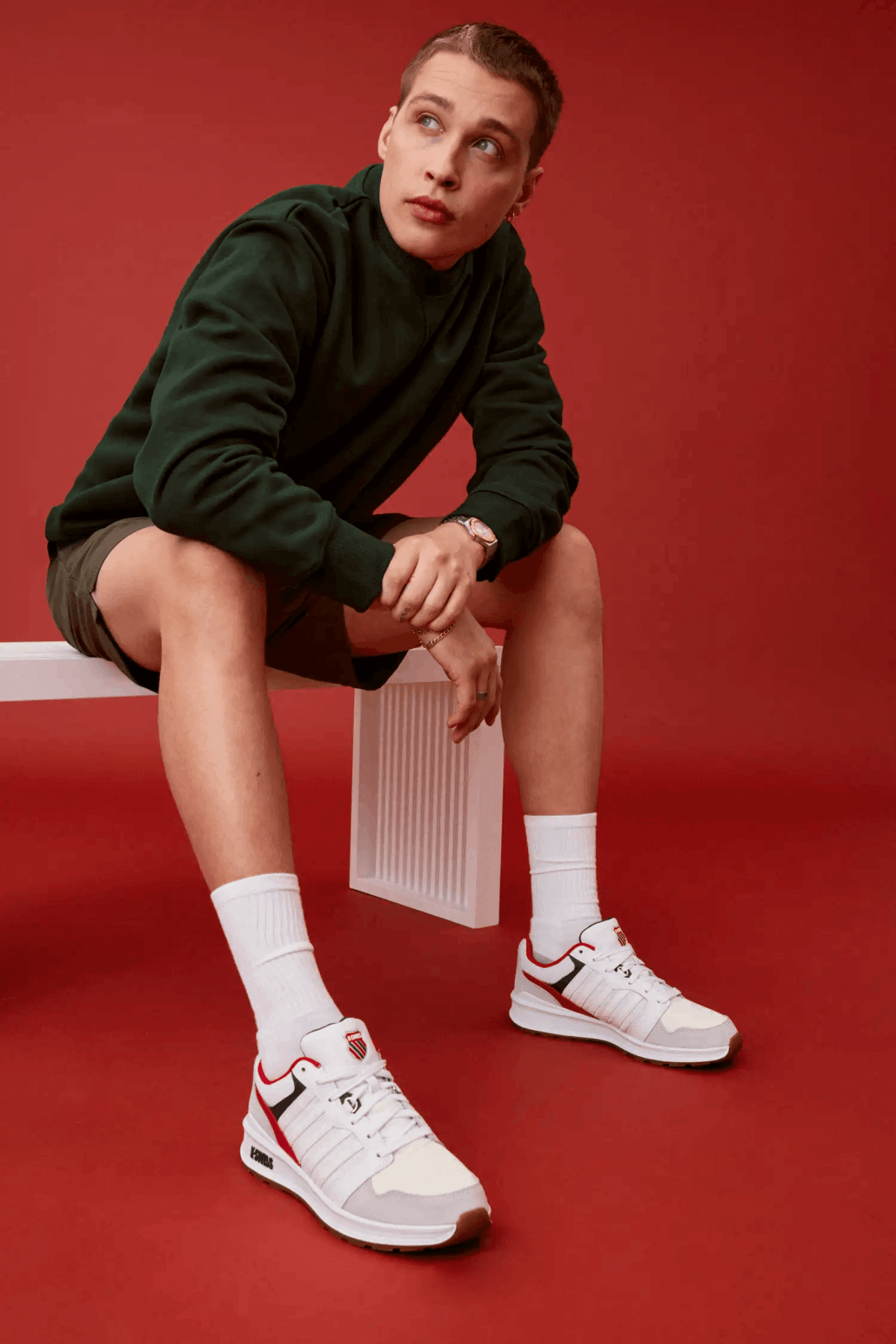 09079-162-M | RIVAL TRAINER T | WHITE/CORPORATE/GUM - K-Swiss US - FOOTWEAR