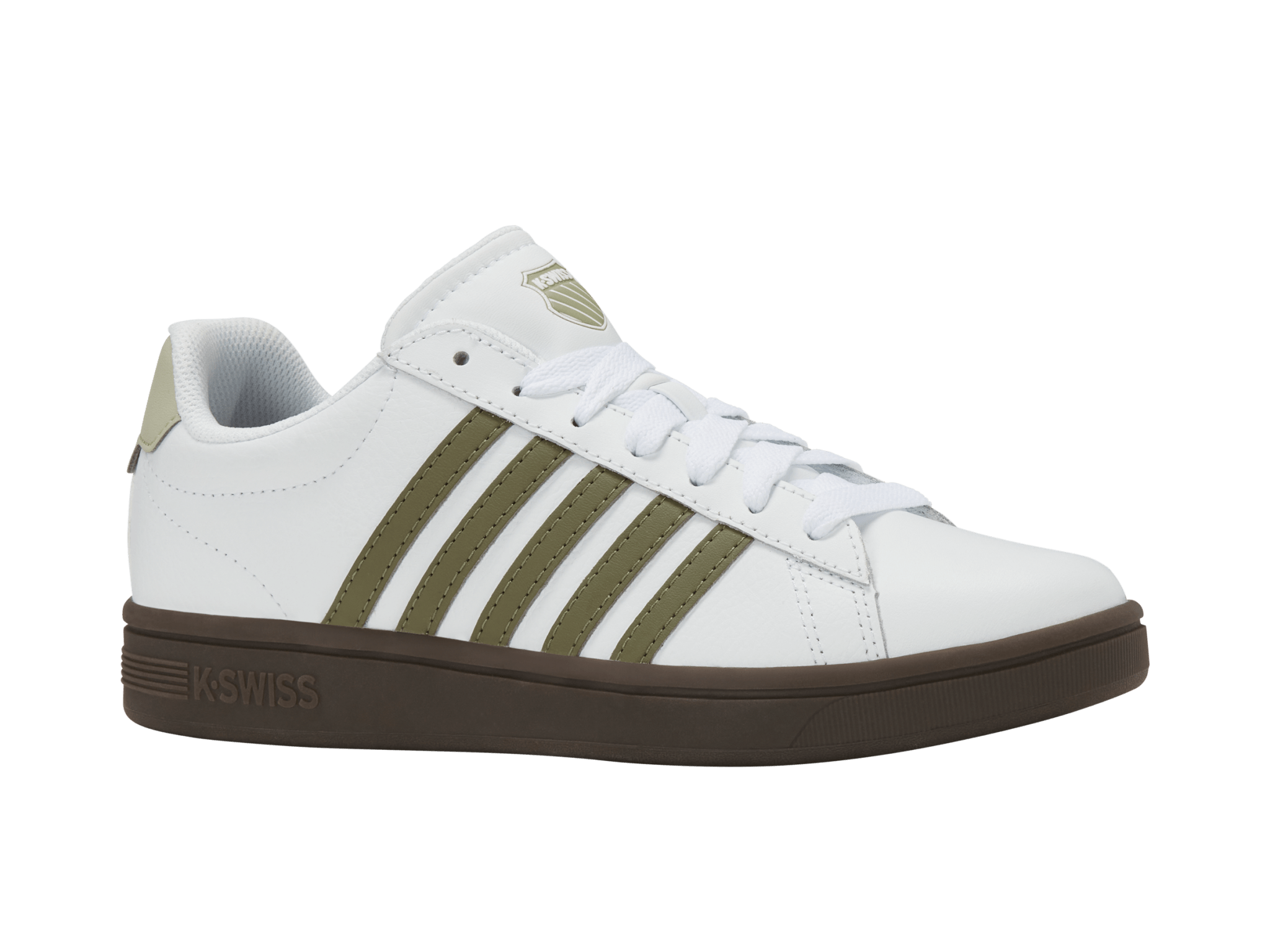 04413-125-M | COURT TIEBREAK II | WHITE/BURNT OLIVE/COLA GUM