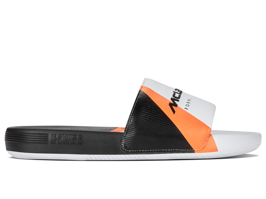 04422-196-M | SLIDE SANDAL X MCLAREN F1 TEAM | WHITE/BLACK/PAPAYA