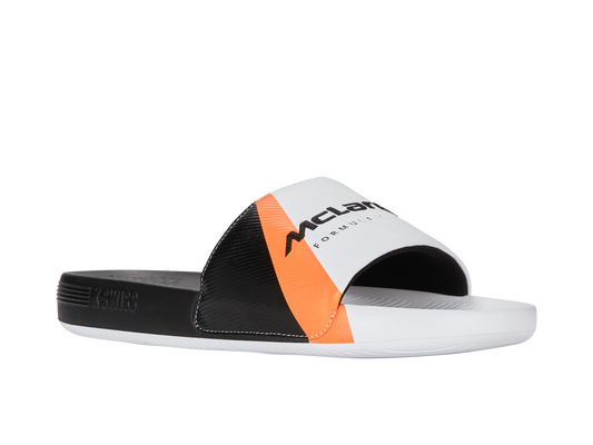 04422-196-M | SLIDE SANDAL X MCLAREN F1 TEAM | WHITE/BLACK/PAPAYA