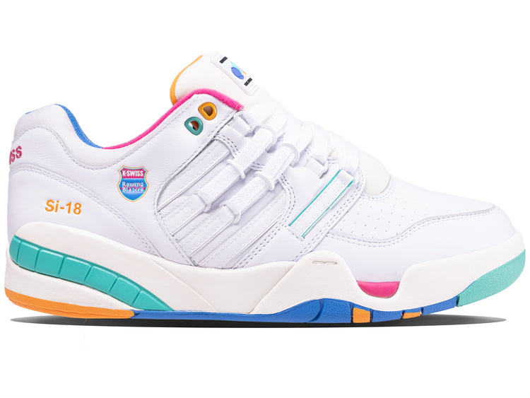 07911-191-M | ROWING BLAZERS X K-SWISS SI-18 PREMIER | WHITE/FRENCH BLUE/FANDANGO PINK