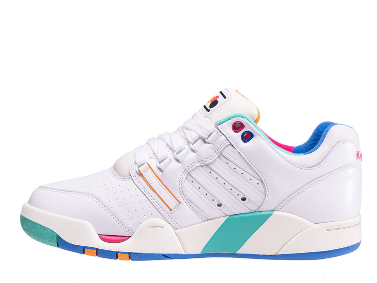 07911-191-M | ROWING BLAZERS X K-SWISS SI-18 PREMIER | WHITE/FRENCH BLUE/FANDANGO PINK