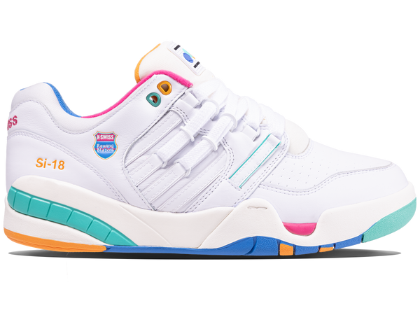 07911-191-M | ROWING BLAZERS X K-SWISS SI-18 PREMIER | WHITE/FRENCH BLUE/FANDANGO PINK