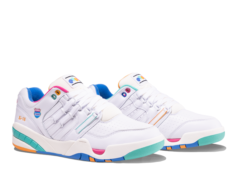 07911-191-M | ROWING BLAZERS X K-SWISS SI-18 PREMIER | WHITE/FRENCH BLUE/FANDANGO PINK