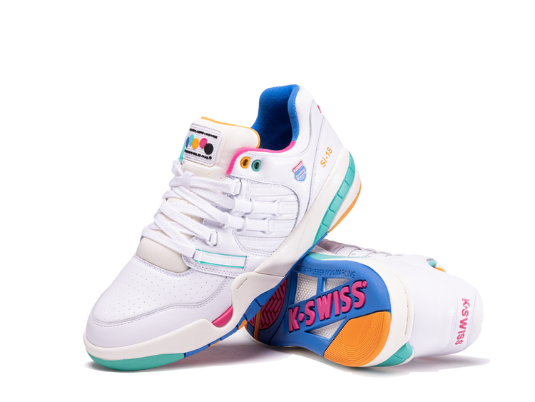07911-191-M | ROWING BLAZERS X K-SWISS SI-18 PREMIER | WHITE/FRENCH BLUE/FANDANGO PINK