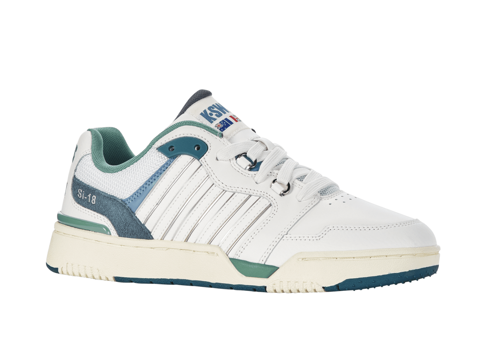 08531-197-M | SI-18 RIVAL | BRILLIANT WHITE/ASHLEIGH BLUE/BERYL GREEN - K-Swiss US - FOOTWEAR