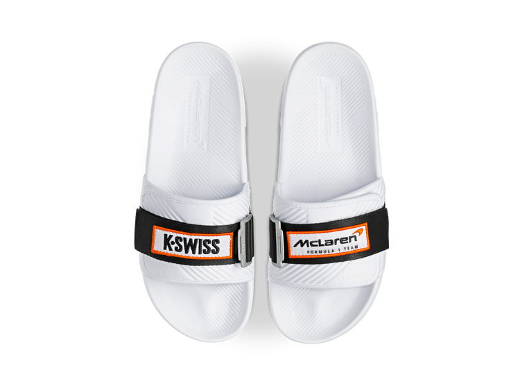 08716-102-M | STRAP SANDAL X MCLAREN | WHITE /BLACK /PAPAYA