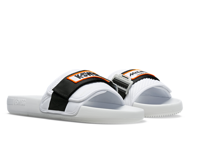 08716-102-M | STRAP SANDAL X MCLAREN | WHITE /BLACK /PAPAYA