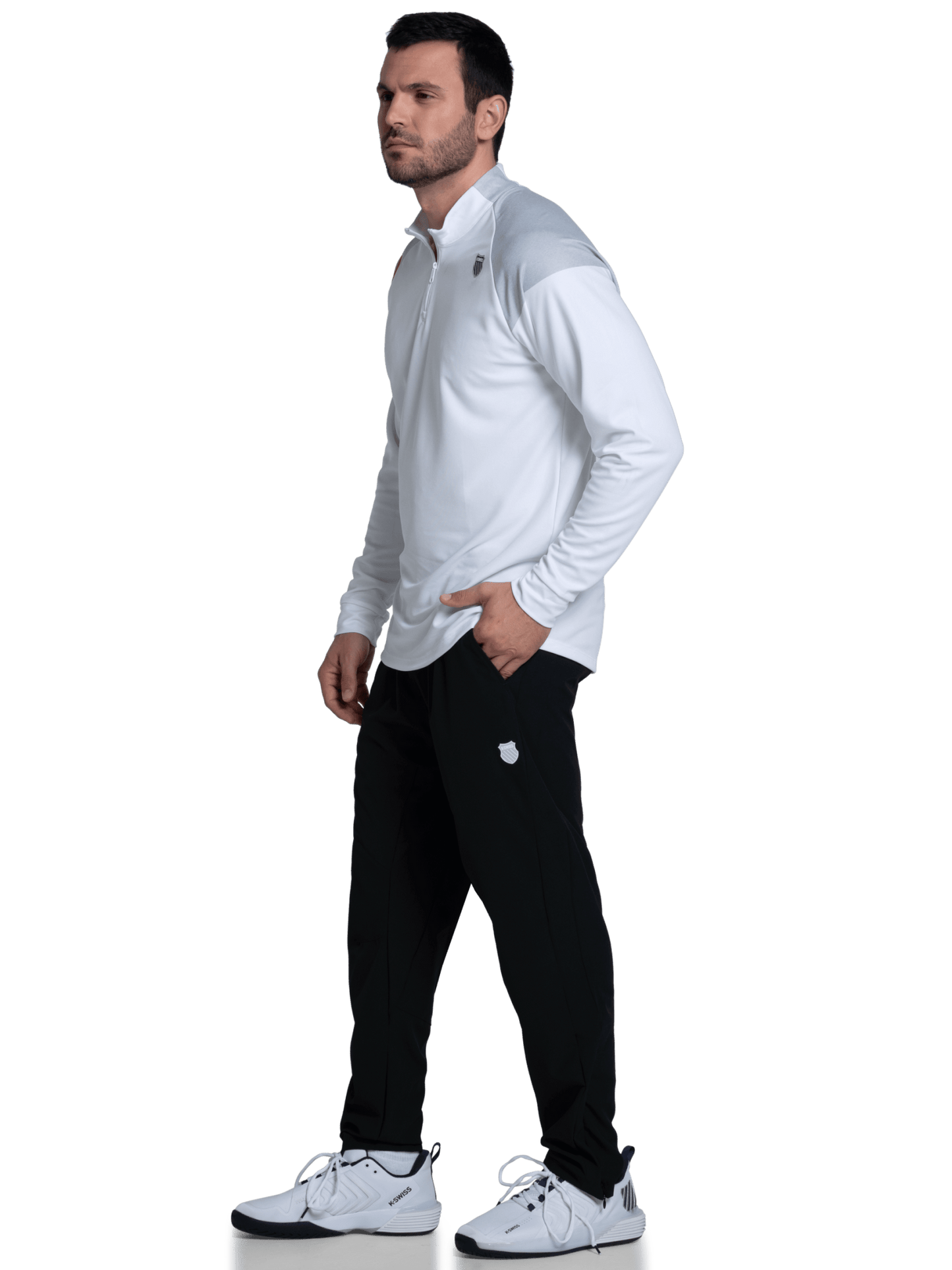 1010651 - 100 | SIDELINE 1/4 ZIP L/S | WHITE - K - Swiss US - APPAREL
