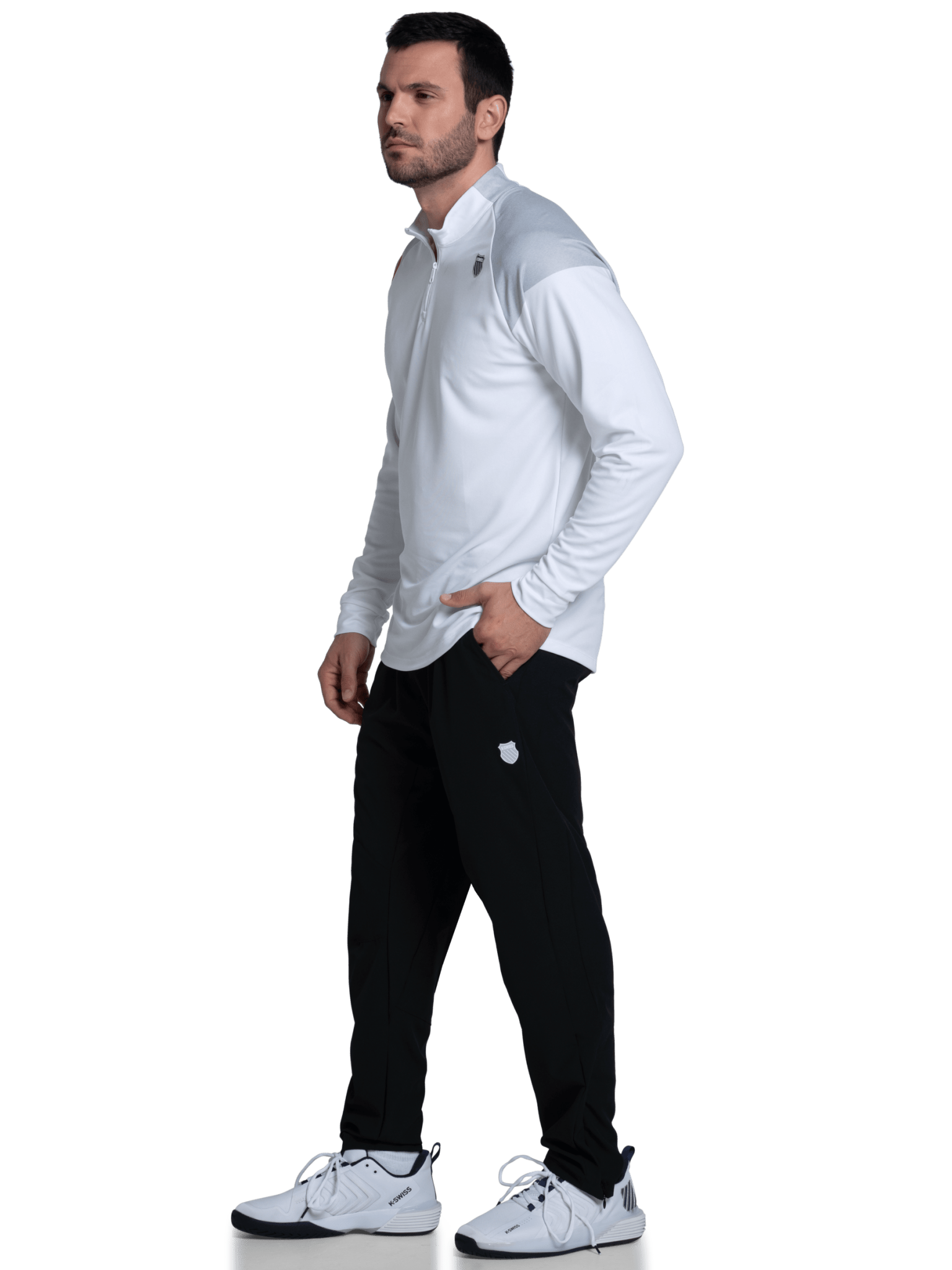 1010651 - 100 | SIDELINE 1/4 ZIP L/S | WHITE - K - Swiss US - APPAREL