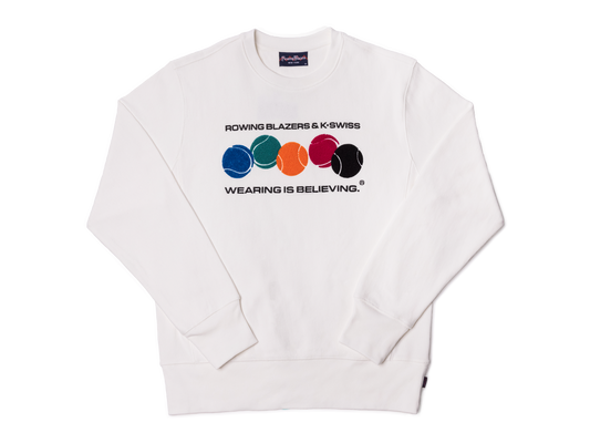 106074-100 | ROWING BLAZERS X K-SWISS CREWNECK SWEATSHIRT | WHITE