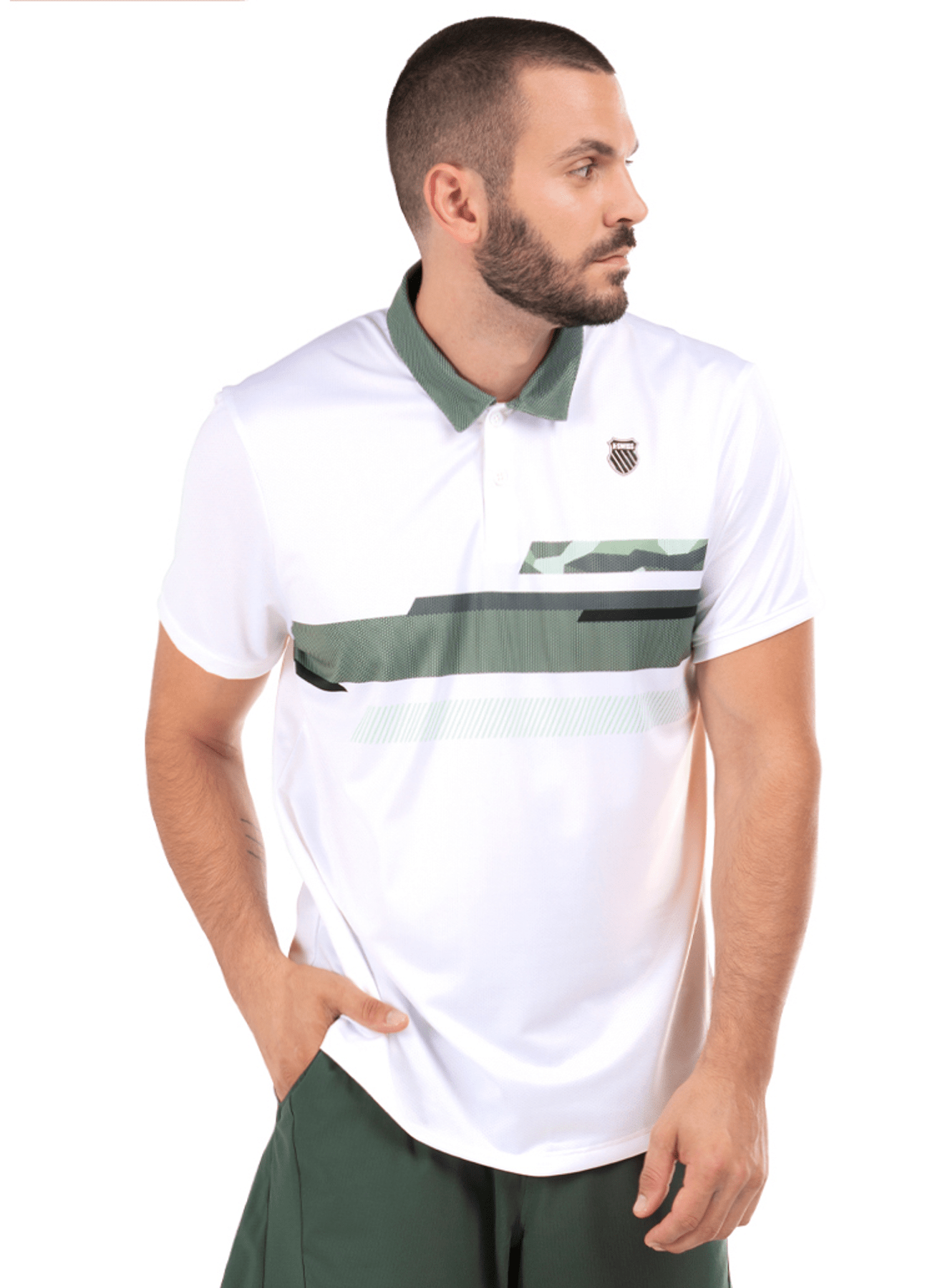 109092 - 100 | CAMO STRIPE POLO S/S | WHITE - K - Swiss US - APPAREL