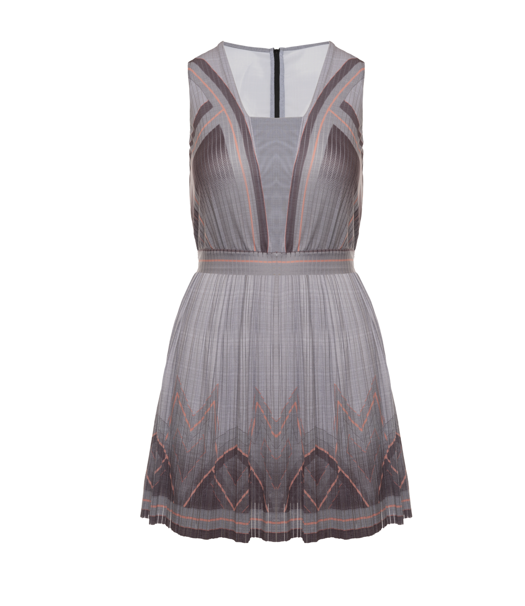 196046-025 | DEEP V PLEATED DRESS | ASPHALT