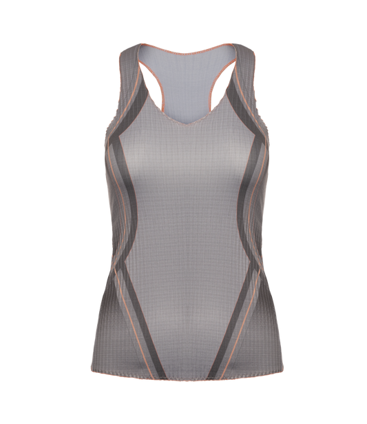 196050-025 | PLEATED V-NECK TANK | ASPHALT