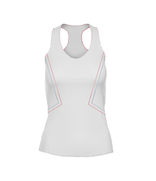 196050-100 | PLEATED V-NECK TANK | WHITE