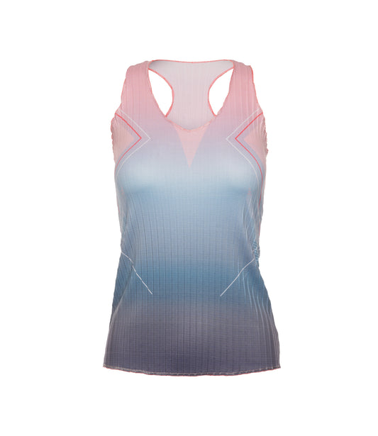 196050-466 | PLEATED V-NECK TANK | SILVERLAKE BLUE