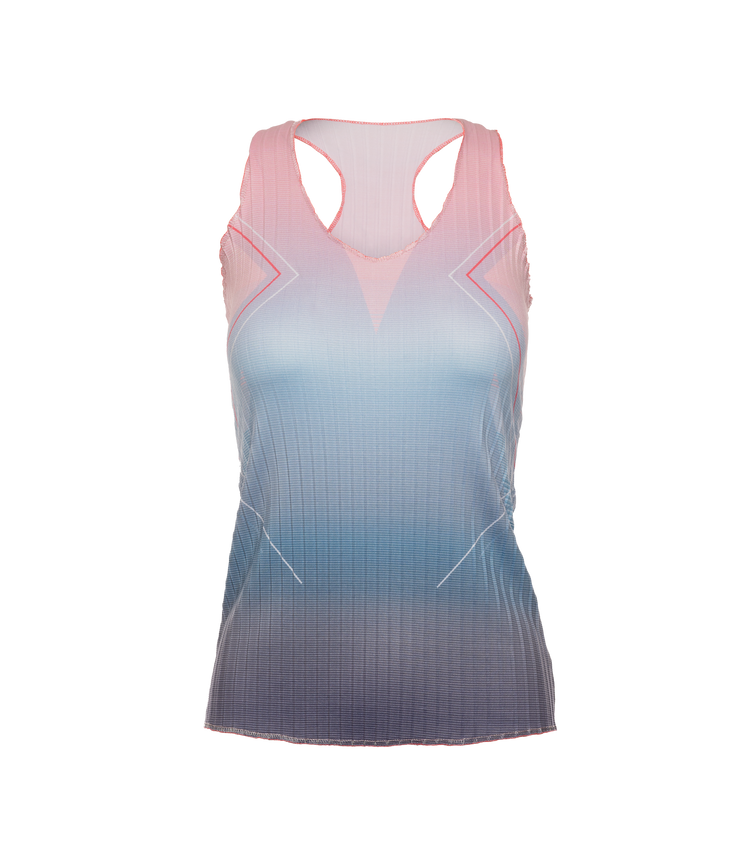 196050-466 | PLEATED V-NECK TANK | SILVERLAKE BLUE