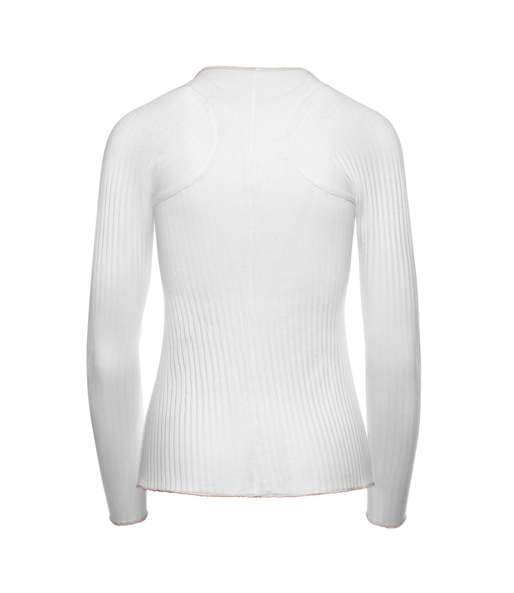 196052-100 | PLEATED L/S CREW | WHITE