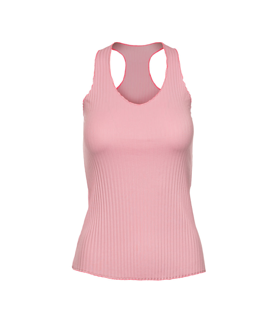 196053-699 | PLEATED V-NECK TANK | SEASHELL