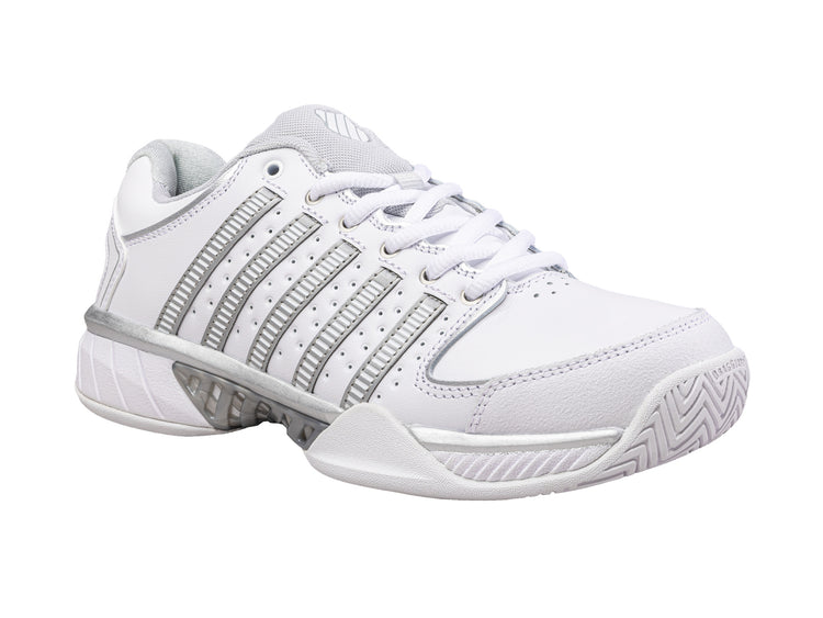 93379-107-M | WOMENS HYPERCOURT EXPRESS LEATHER | WHITE/SILVER/GLACIER GRAY
