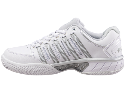 93379-107-M | WOMENS HYPERCOURT EXPRESS LEATHER | WHITE/SILVER/GLACIER GRAY