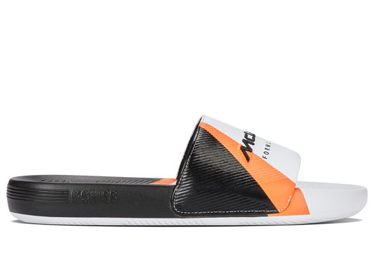 94422-196-M | SLIDE SANDAL X MCLAREN F1 TEAM | WHITE/BLACK/PAPAYA