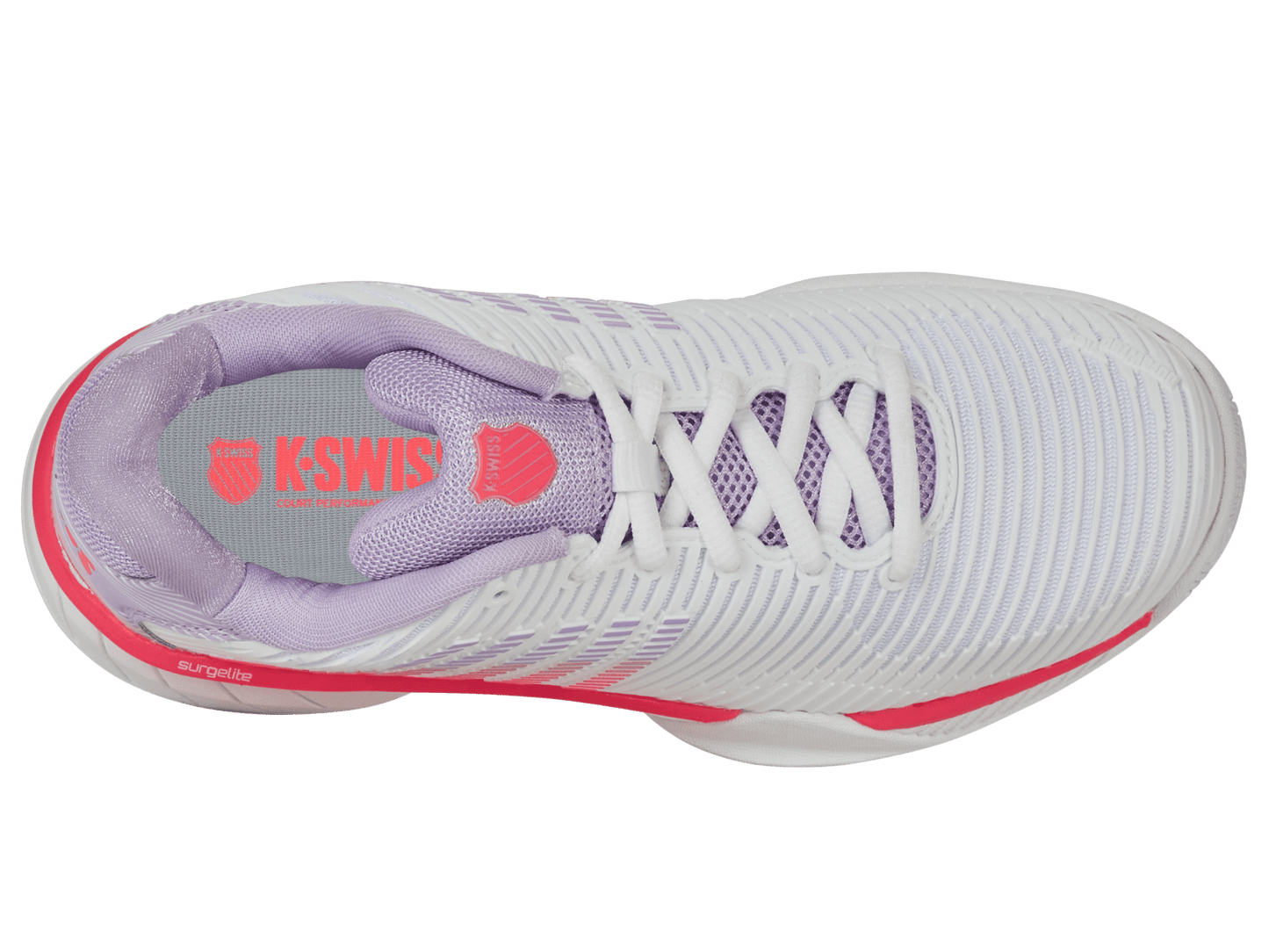 96613 - 182 - M | HYPERCOURT EXPRESS 2 | WHITE/ORCHID PETAL/NEON BLAZE - K - Swiss US - FOOTWEAR