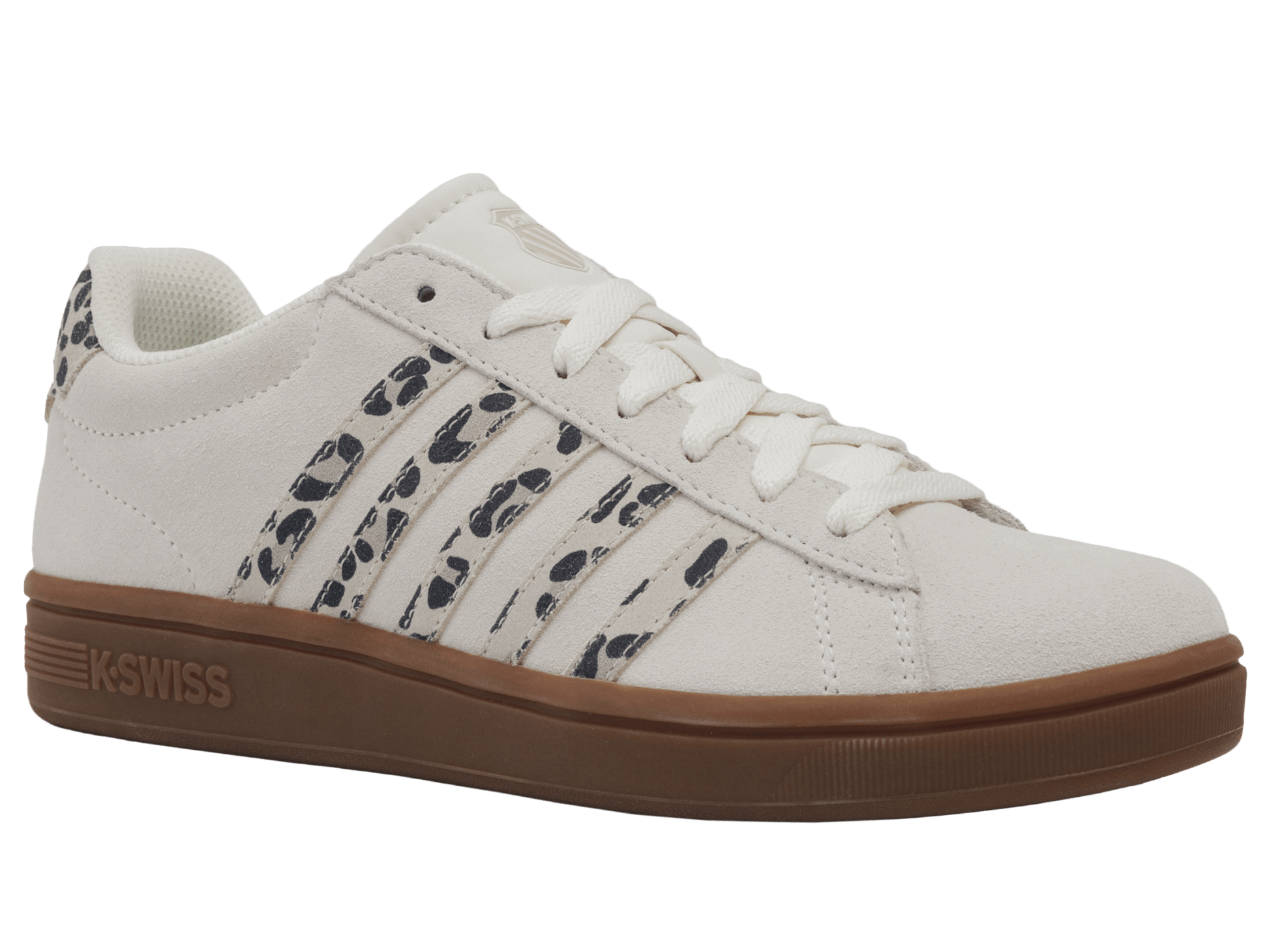 99492 - 148 - M | COURT TIEBREAK II SDE | SNOW WHITE/LIGHT GRAY/LEOPARD/GUM - K - Swiss US - FOOTWEAR