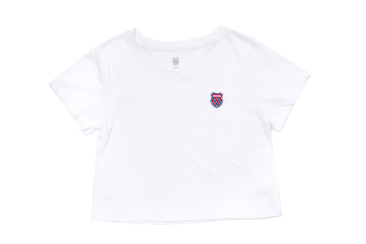 192435-194 | WOMENS TIEBREAKER CROPPED TEE | STARK WHITE