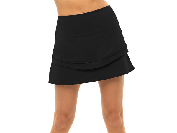 AERO ZIP POCKET LIGHT STRETCH SKIRT ブラック Black zip front midi skirt | Glassworks London